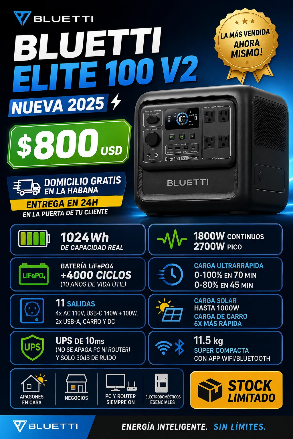 BLUETTI ELITE 100 V2 - Nueva